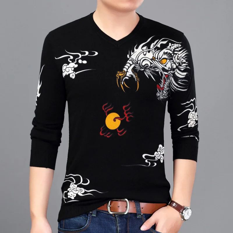 Мужской трикотажный свитер Erkek Kazak для клубной вечеринки, выпускного вечера, весенний Мужской пуловер, мужской модный деловой Повседневный свитер с животным принтом
