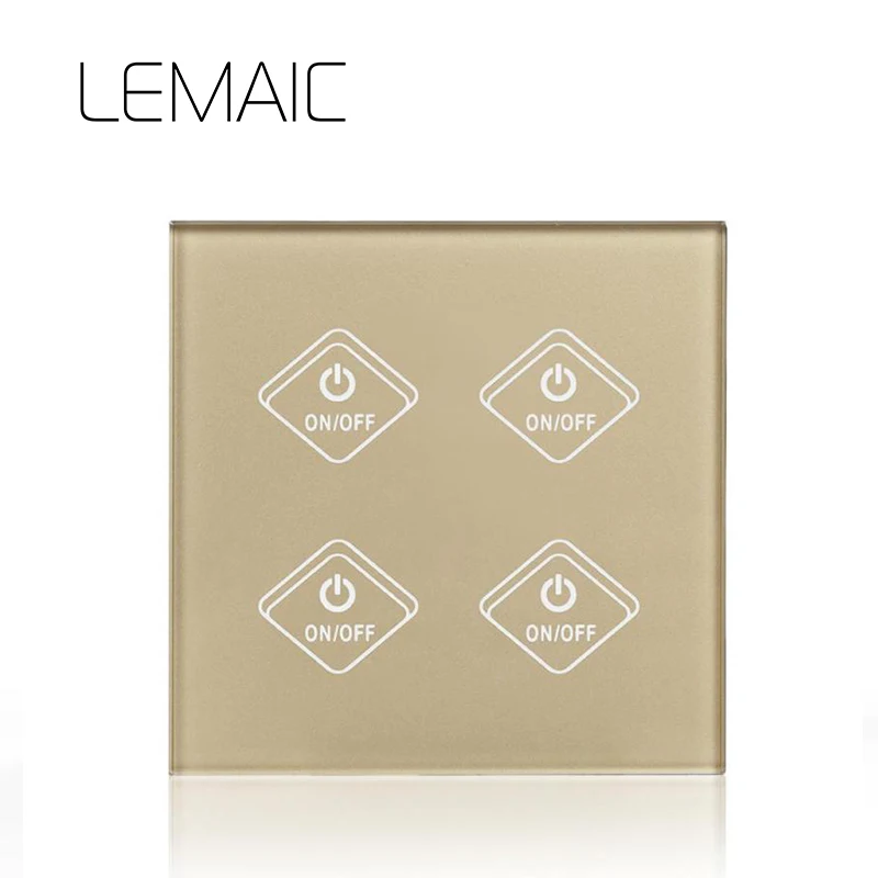 

LEMAIC Standard Remote Control Switch 4 Gang 1 Way RF 433Mhz U-Home Wall Switch Wireless remote control touch lightswitch S3
