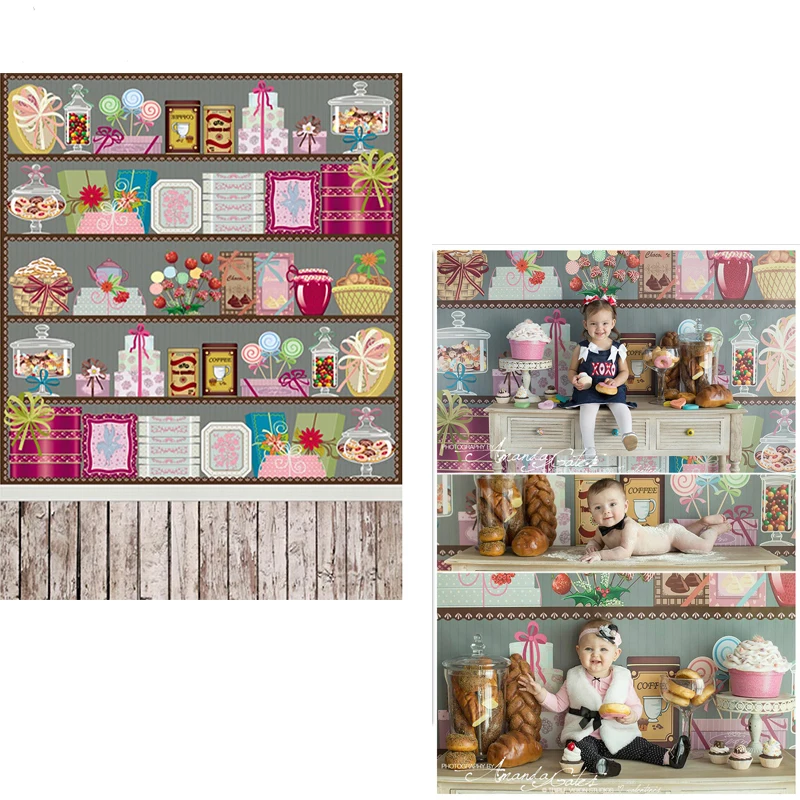 

DAWNKNOW Gift Candy Vinyl Background For Newborn New Fabric Polyester Photography Backdrop For Children Photo Studio CM6706