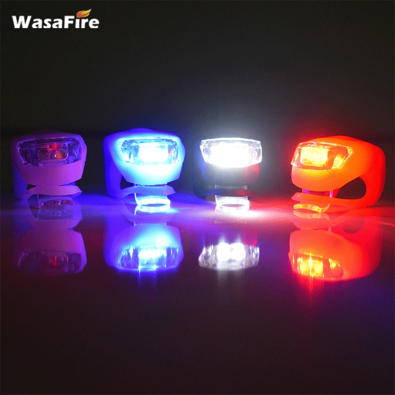 Discount WasaFire Bike Light Bicycle Light Head Front Rear Wheel Cycling Warning Mini LED Taillight Taillamps IPX4 Silicone 3 Modes AG10 5
