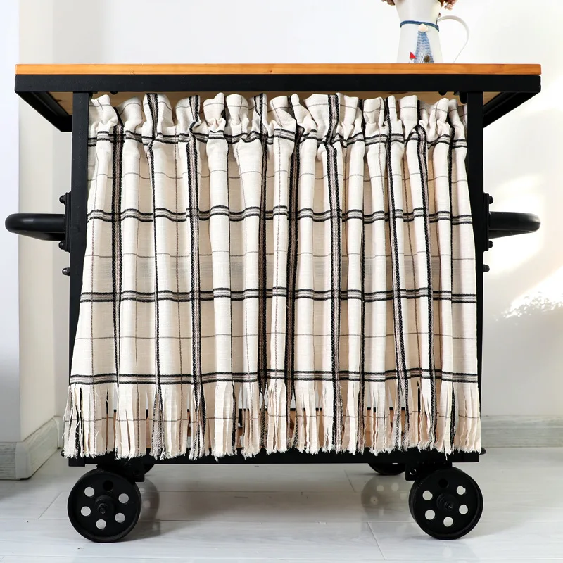 

XYZLS New Pastoral Plaid Kitchen Curtain Cafe Half-Curtain Short Panel Drapes Door Curtains Valance for Home Cafe