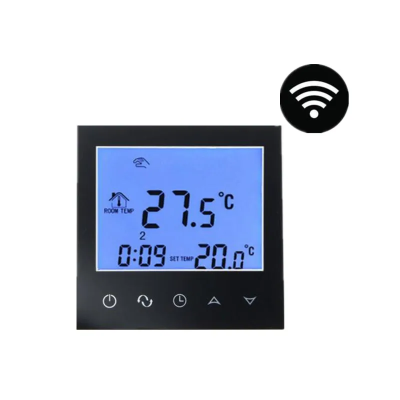 Preto Digital Termostato De Aquecimento Piso Radiante Programável Controlador de Controle Remoto Com Sensor de Temperatura Quente AC200-240V