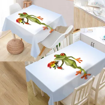 

High Quality Custom Frog Tablecloth Rectangular Waterproof Dustproof For Kitchen Home Decoration Table Cover