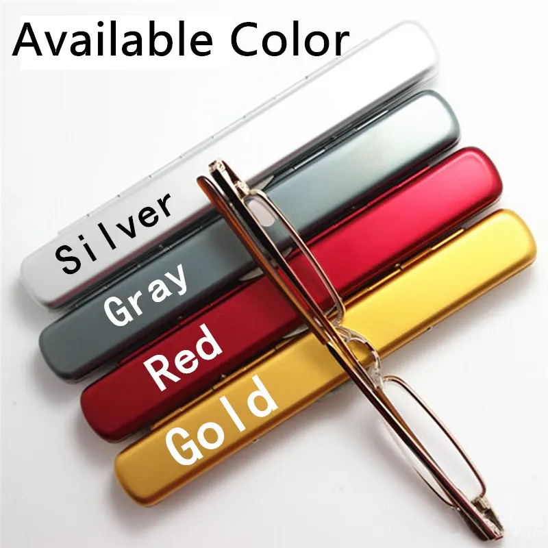 2016 Hot Sale Metal Frame Slim Women Men Reading Glasses Presbyopic Eyeglasses Mini Ultralight with Case