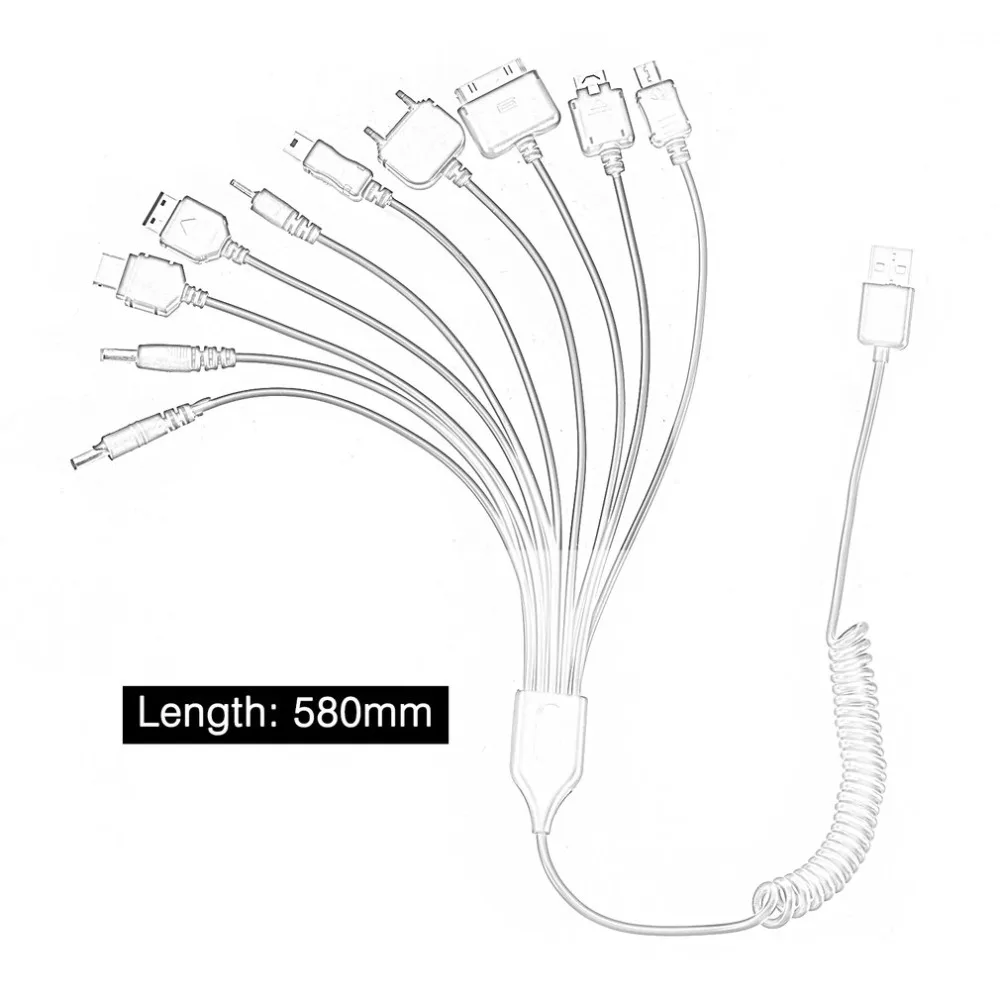 10 в 1 Универсальный Портативный Легкий Многофункциональный USB зарядный кабель, совместимый с большинством брендов телефонов