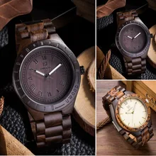 Handmade Men’s Wooden Watch 100% Natural Maple and Ebony Wood wrist watch Men 2016 Newest japanese miyota movement Role Relogio
