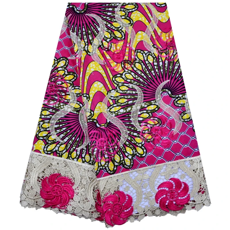 

Latest Style African Wax Lace Fabric Multi color Design Nigerian Embroidery Lace Ankara Wax Fabric For Woman Party Dress 1295