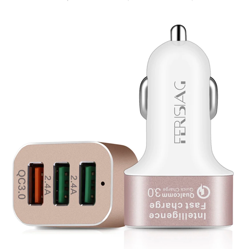 FERISING USB Автомобильное зарядное устройство 3 порта Быстрая зарядка 0 7.8A двойное