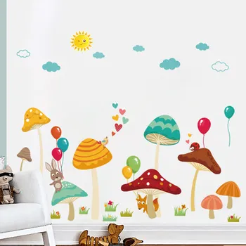 

DIY 120*170CM Cartoon Mushroom Kids Room Home Decoration Wall Sticker Nursery Wall Decals Adhesive Poster Mural