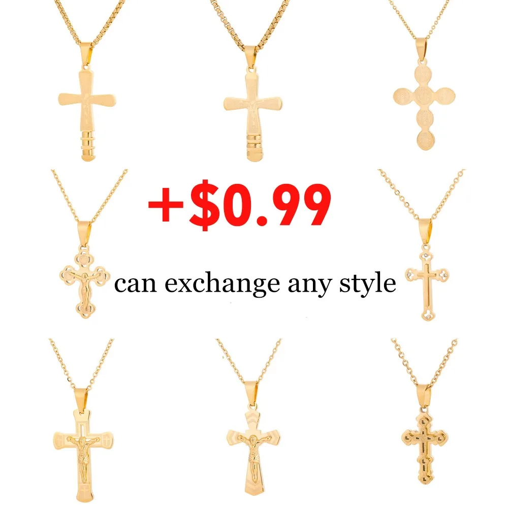 

0.99 deal Many Style Christian Cross Pendant Necklace For Men Women Can Exchange