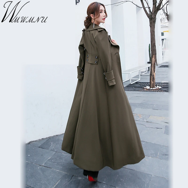 Весенняя Новая женская ветрозащитная куртка с большим подолом X-Long приталенное пальто осеннего размера плюс 4XL ветровка для женщин
