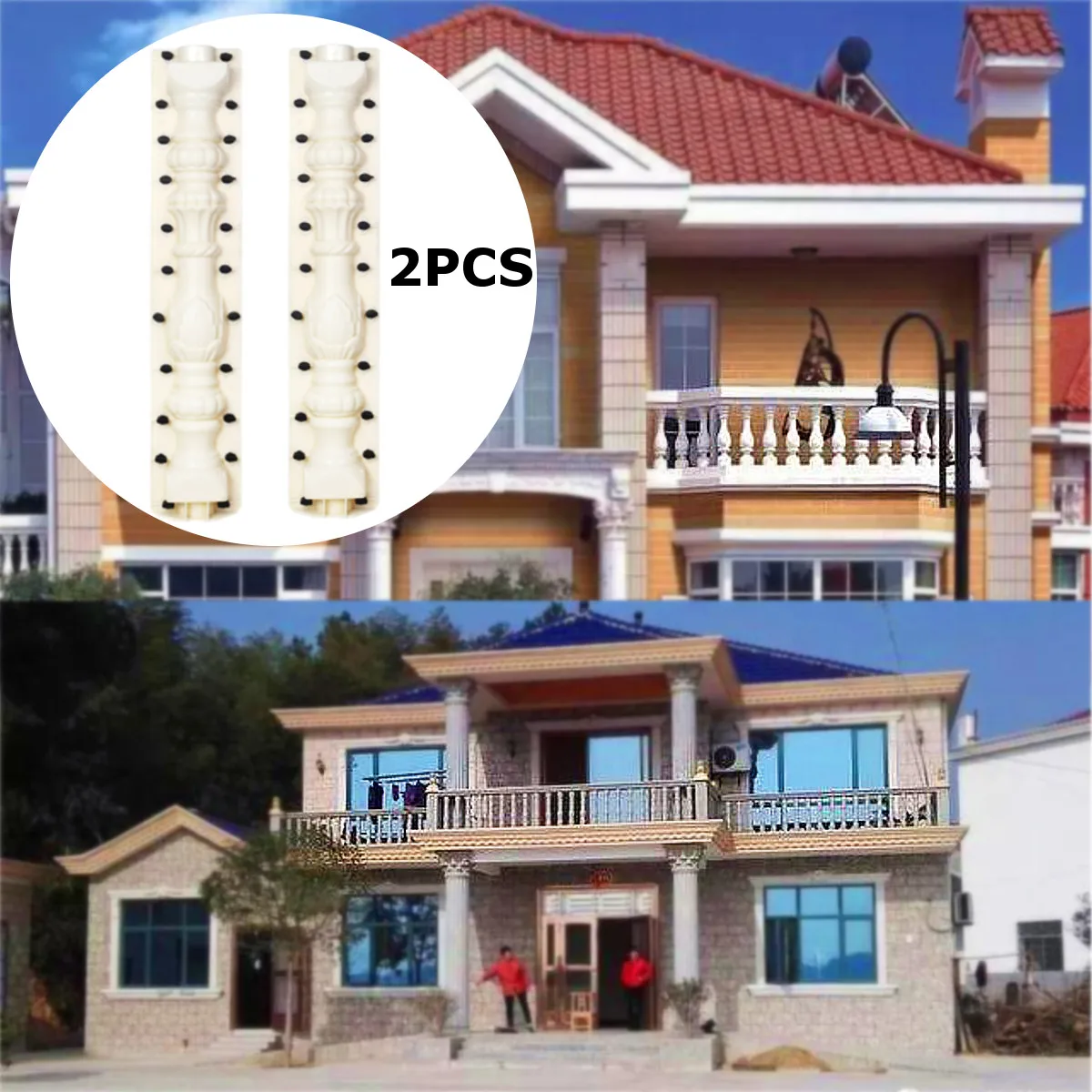 

2Pcs 80*17cm PVC Plastic Fence Cement Mold Roman Column Mold Balcony Garden Stair Railing Plaster Concrete Mold guarden Building