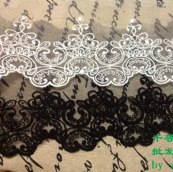 5 Yards 10cm Width White Black Water Soluble Embroidered Cotton Lace Fabric Flower Venise Beautiful Floral Trim DIY | Дом и сад