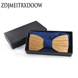 Рождественский подарок свадебные деревянные галстуки-бабочки с носовой платок комплект галстуков для Для мужчин DIY Дизайн Для мужчин s