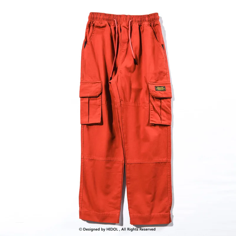 Военные однотонные брюки карго мульти-карманный бегущий армейский трек тактические брюки для мужчин хип-хоп футболка в уличном стиле оранжевый/зеленый 3XL