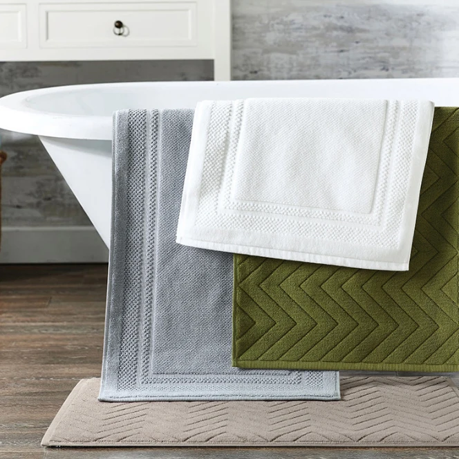 

100% Cotton Morden Bathroom Bath Towel Shower Floor Mat Non Slip Foot Mat Jacquard Hotel Bath Mats 45X75CM