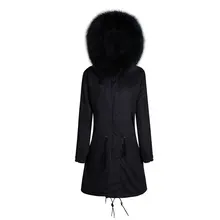 MeiFNG черные пальто с искусственным мехом, лидер продаж, черная парка с черными капюшоном, MR MRS одежда унисекс