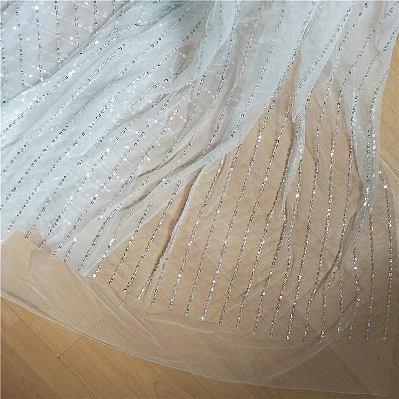 

1 Yard Quality net tulle mesh with silvery sequins shiny! 2018 New arrival bride wedding veil wedding dress making lace nice!