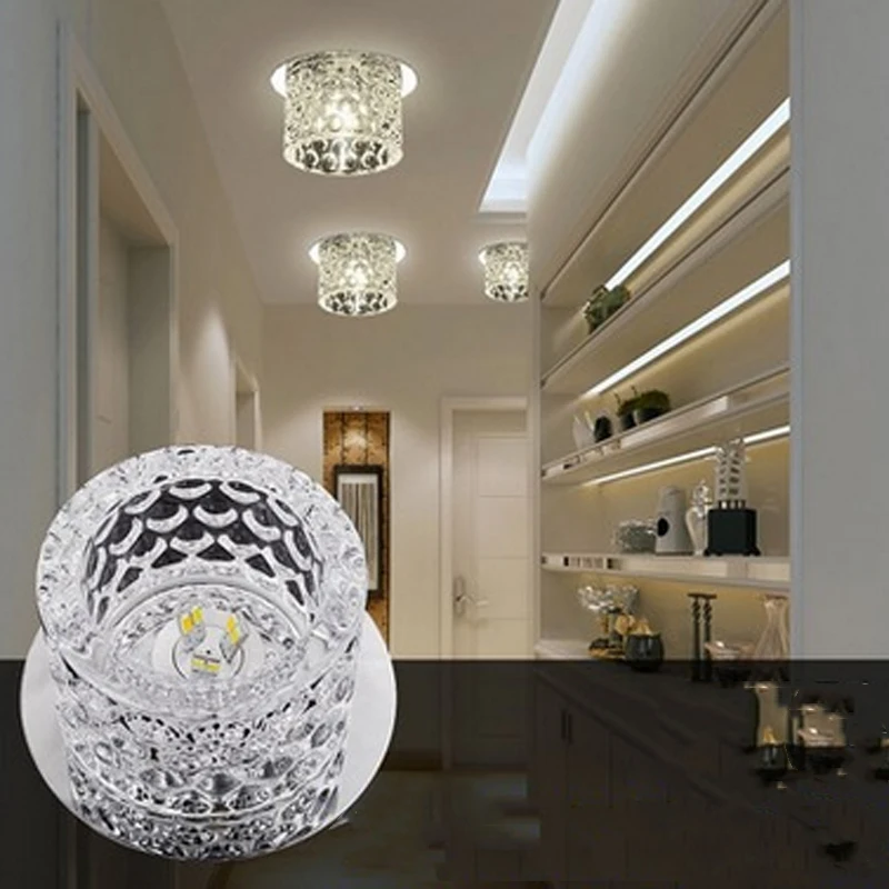 T Lucury Small Circular Crystal Ceiling Light Modern ...