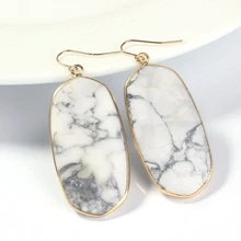 Wholesale 10 Pair Gold plating White Turquoise oval earrings elegant women's earring Wholesale 10 Pair Gold plating White Turquoise oval earrings elegant women's earring