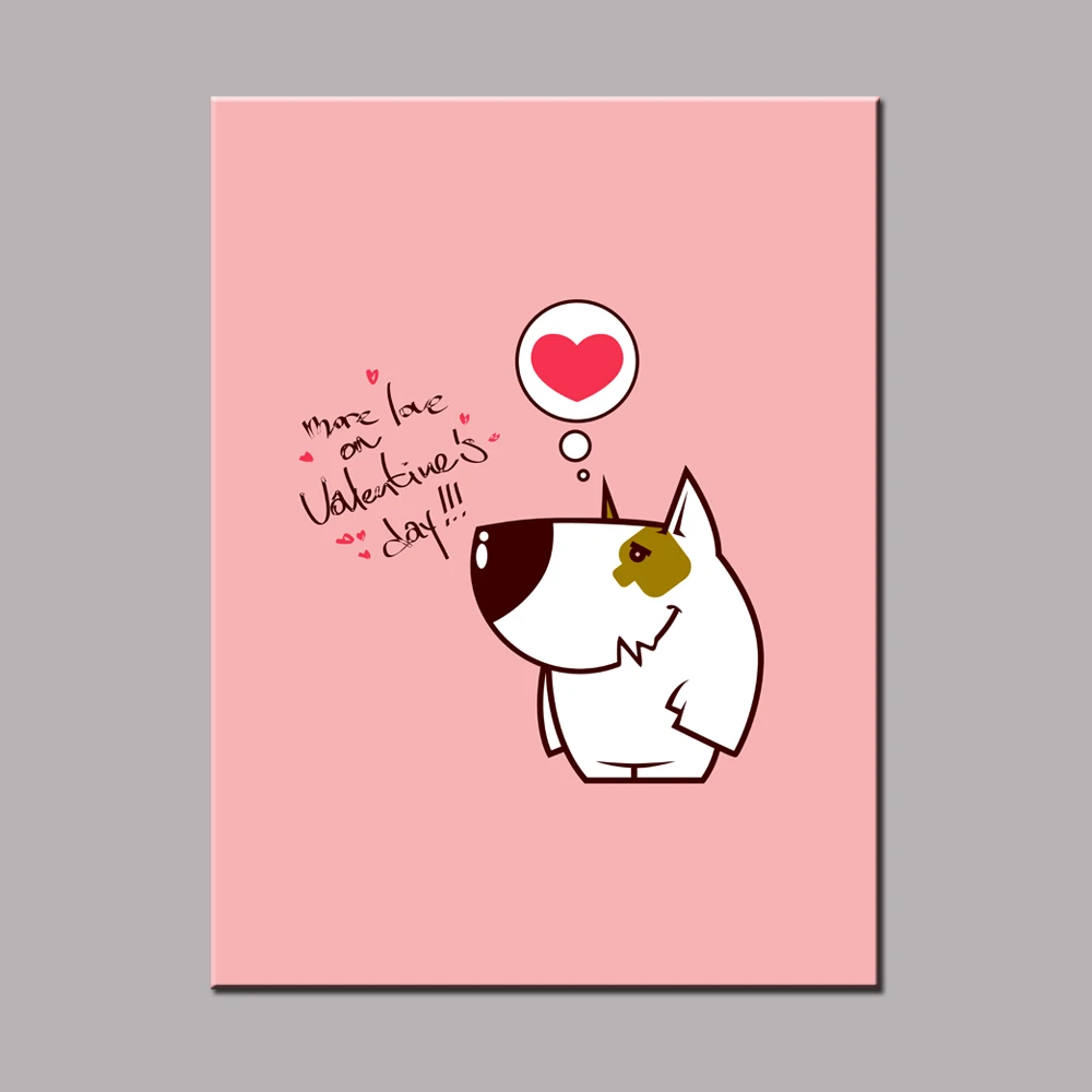Kanvas Seni Cetakan Lucu Anjing Lebih Cinta Pada Hari Valentine