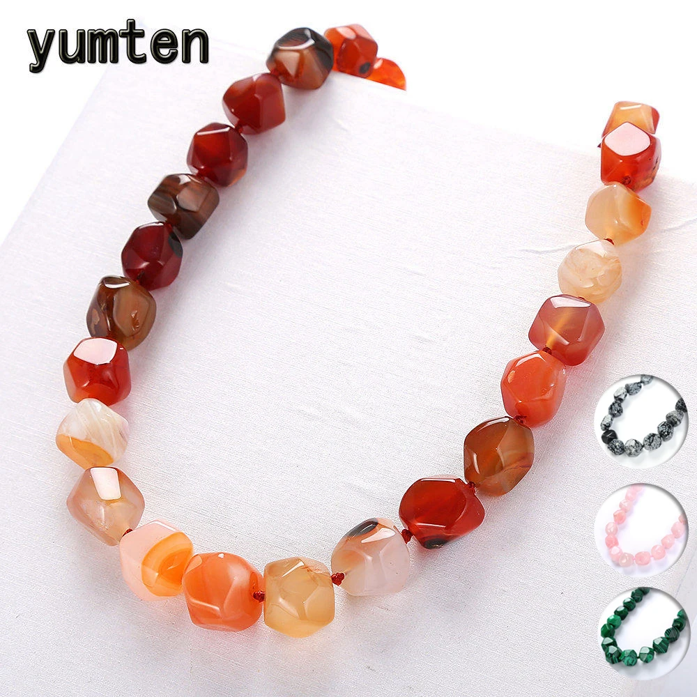 

Yumten Agate Gemstone Necklace Beads Natural Stone Accessories Ethnic Women Statement Jewelry Geometric Male Star Bijoux Amber