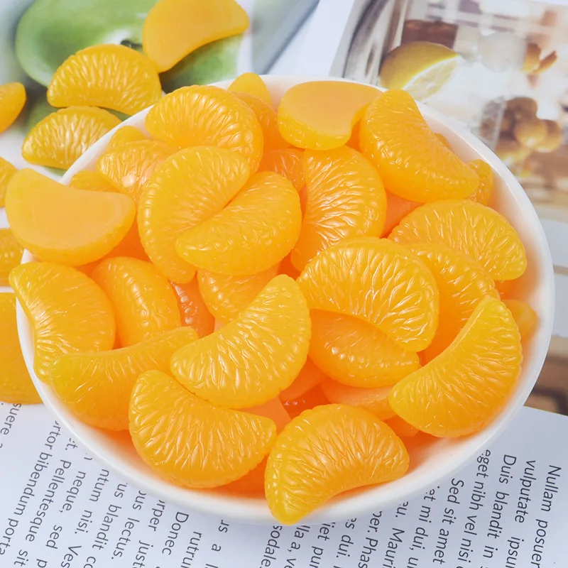 

10Pcs Kawaii Food Resin Cabochons Flatback Artificial Fruit Orange Petals Flat Back Resin Cabochon Embellishment Decor DIY Craft