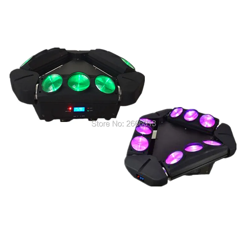 

2pcs/lot LED Spider Light /9x10W Mini LED Infinite Rotated Beam Moving Head Lights/RGBW Endless Rotate Beam Effect DJ Lighting