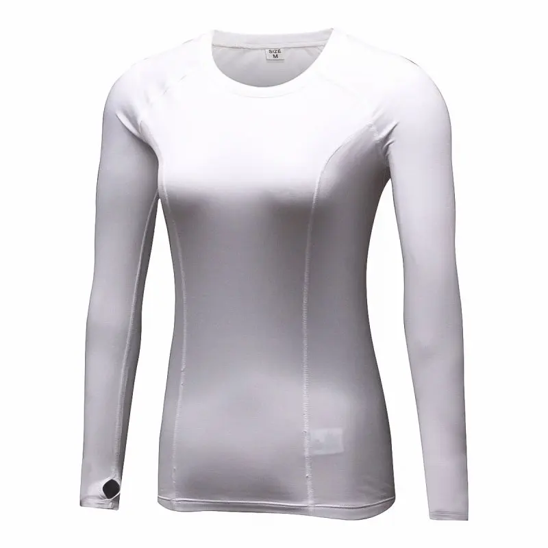 Быстросохнущая футболка для фитнеса, для бега, для коррекции фигуры, футболка с длинными рукавами, женская футболка для йоги, спортзала, трико, спортивная одежда - Цвет: Белый