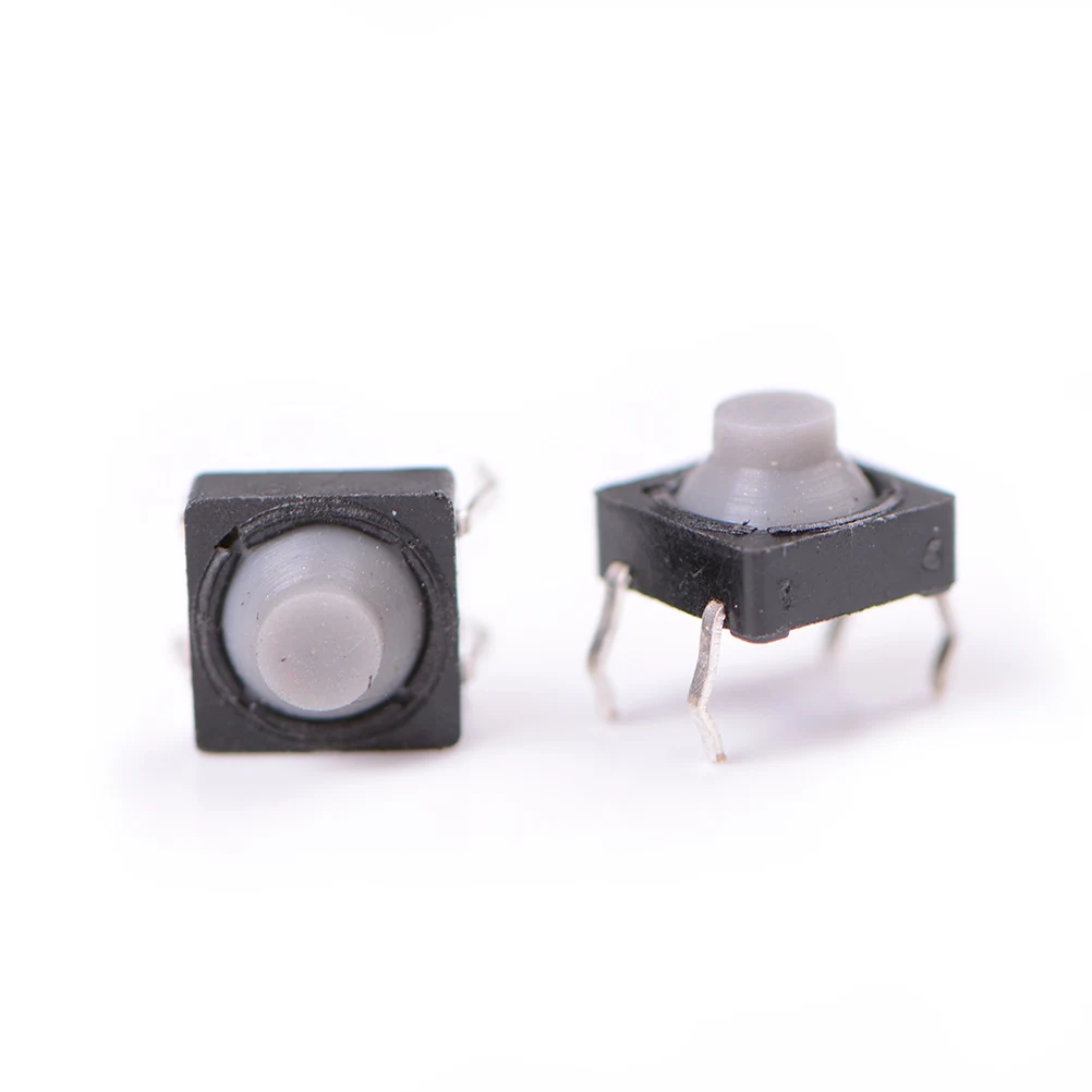 20pcs/lot 4PIN Conductive Silicone Soundless Tactile Tact Push Button Micro Switch Self-reset 8x8x5MM
