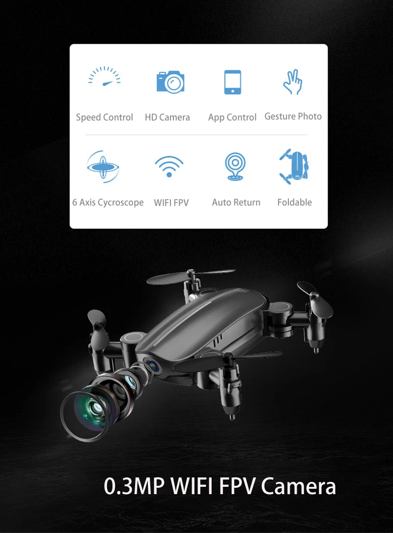 Teeggi T10 Mini Drone with Camera HD Foldable WiFi FPV RC Quadcopter Headless Mode Altitude Hold VS S9 Micro Pocket Selfie Dron