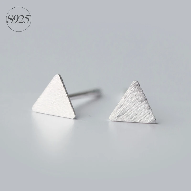 boho 925 stříbrný trojúhelník stud náušnice jednoduchá pyramida geometrické náušnice minimalistické náušnice samice boucles d'oreilles
