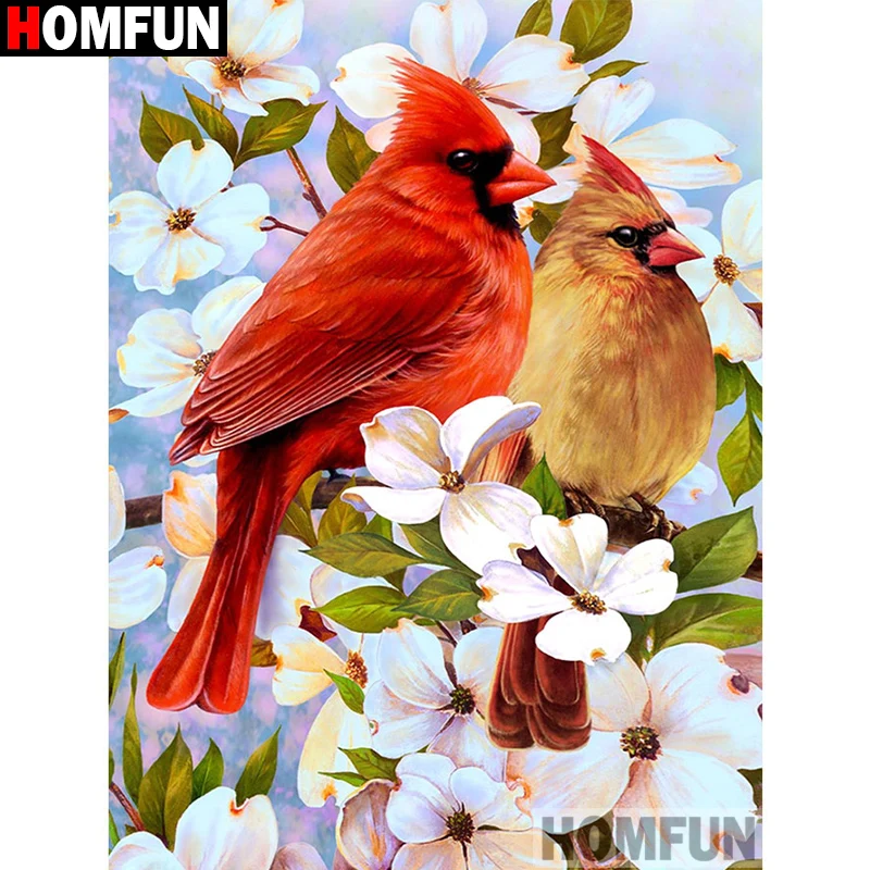 

HOMFUN Full Square/Round Drill 5D DIY Diamond Painting "Bird flower" 3D Diamond Embroidery Cross Stitch Home Decor A21347