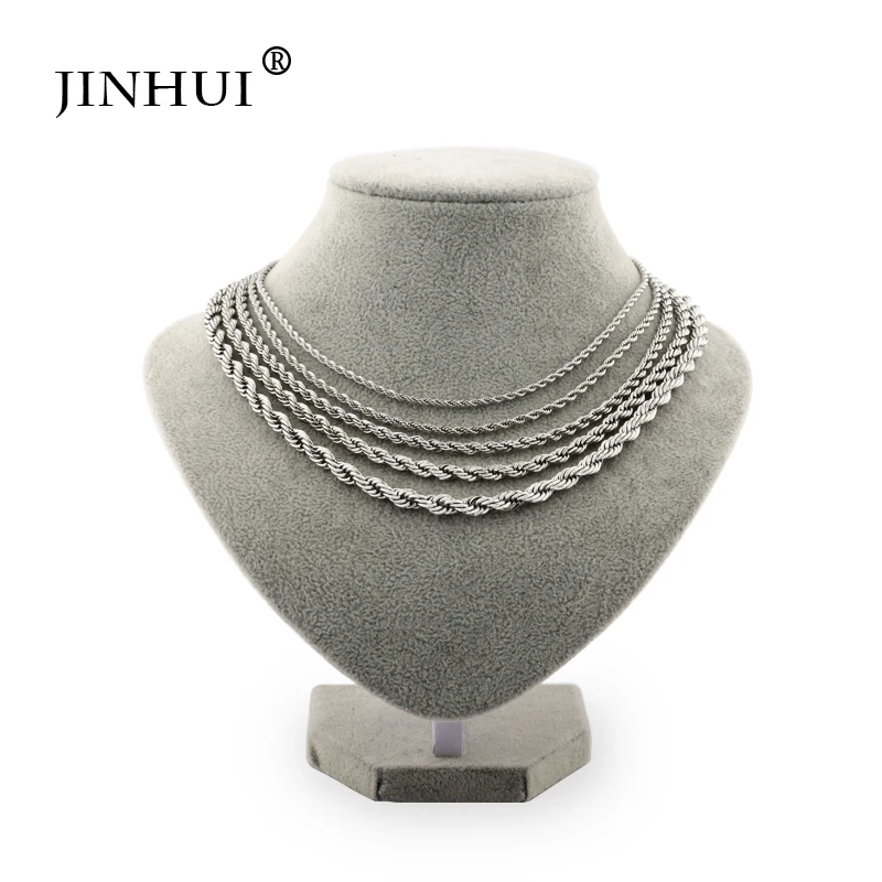 

Jin Hui African fashion width 3 4 5 6mm length 45 50cm Men Silver color Necklaces Women give boy friends Jewelry Birthday Gift