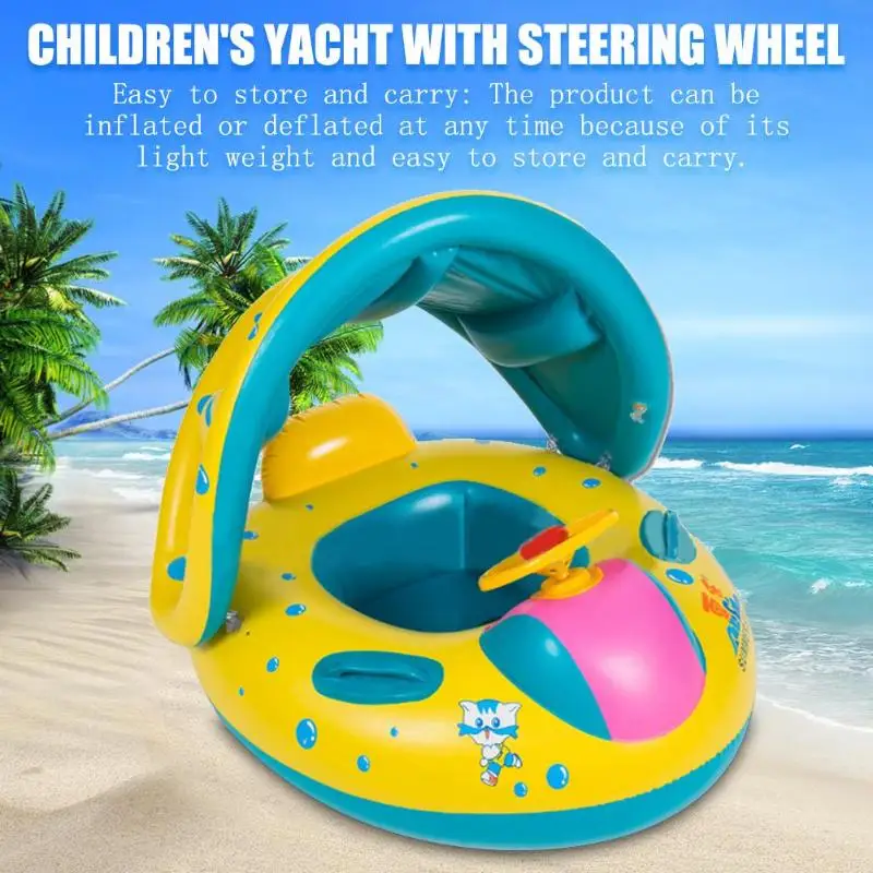 Inflatable Baby Swimming Ring Kids Summer Swimming Pool Swan Swim Float Water Fun Pool Toys Swim Ring Seat Boat Sport for 3-6Y