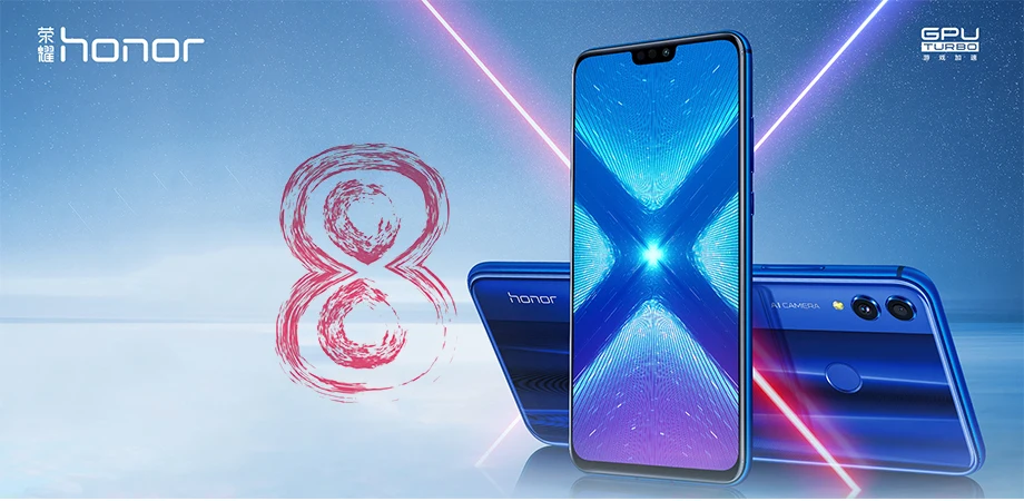 Мобильный телефон HONOR 8X с глобальной прошивкой, 4 ГБ, 64 ГБ, Восьмиядерный процессор Kirin 710, 6,5 дюймов, Android 9,0, 3750 мА/ч, сканер отпечатков пальцев, 20 МП