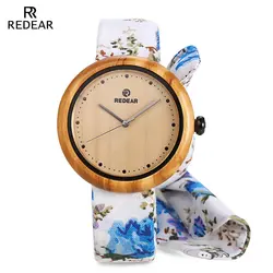 Redear 1692 деревянный Часы для женщин Ткань группа древесины аналоговые наручные часы