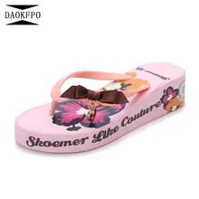 DAOKFPO/Новинка года; пляжные шлепанцы; женские Летние вьетнамки с цветочным принтом; вьетнамки на плоской подошве; женские модные Нескользящие шлепанцы; NVT-13