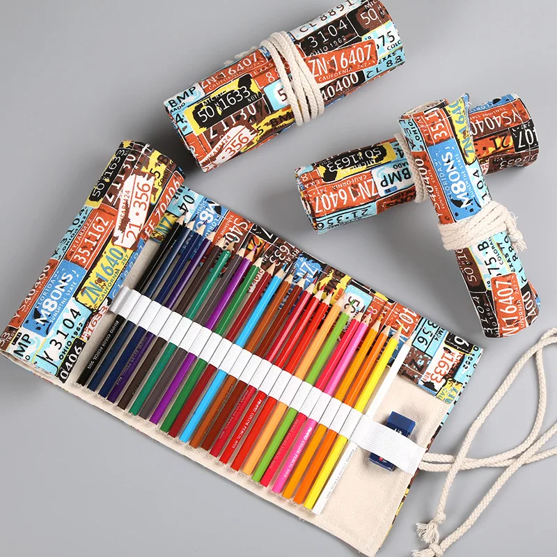 

36/48/72Hole Kawaii Pencil Case For Girls Rolling Storage Vintage Pencil-case Cute School Pouch Pencilcase Cases For Pencils