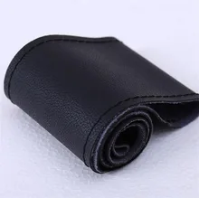 High Quality Auto PU Leather 35-36cm Litchi grain style Car Steering Wheel Covers With Needles and Thread Interior accessories