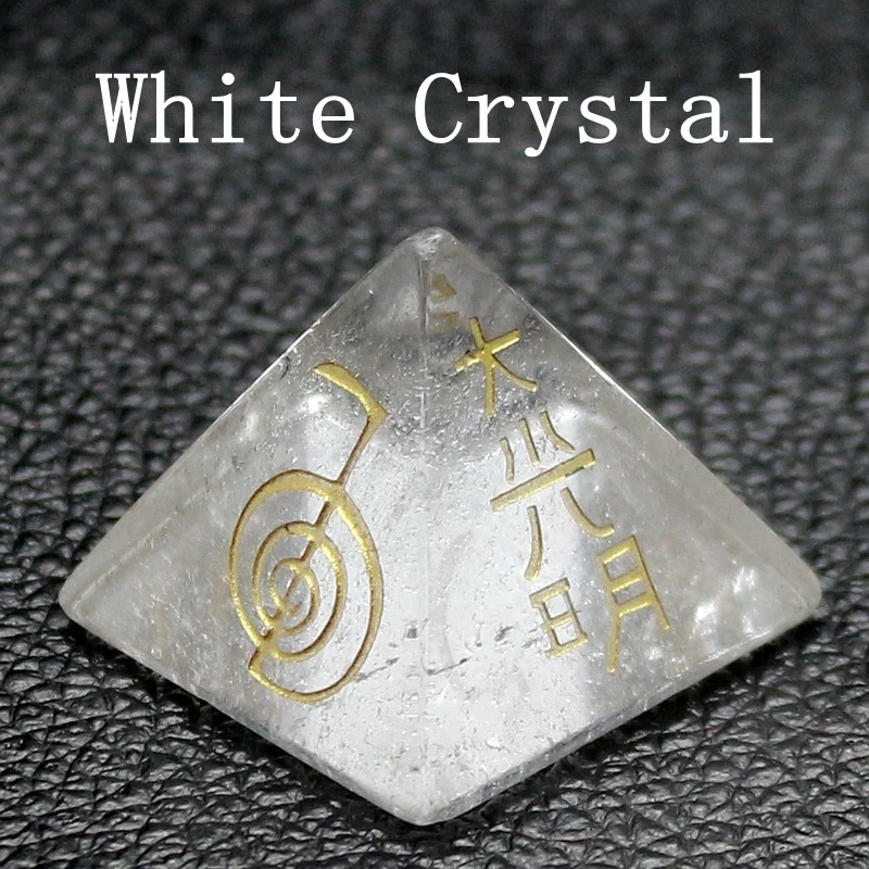 Горячие продажи природного кристалла драгоценного камня Пирамида с резьбой энергии аура чакра - Цвет: White Crystal