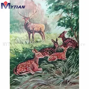 

Buck,Doe,Fawns,Deer In Forest,Diamond Painting Kit,diy Diamond Embroidery Mosaic Paint Rhinestone Home Decoration Wall Stickers