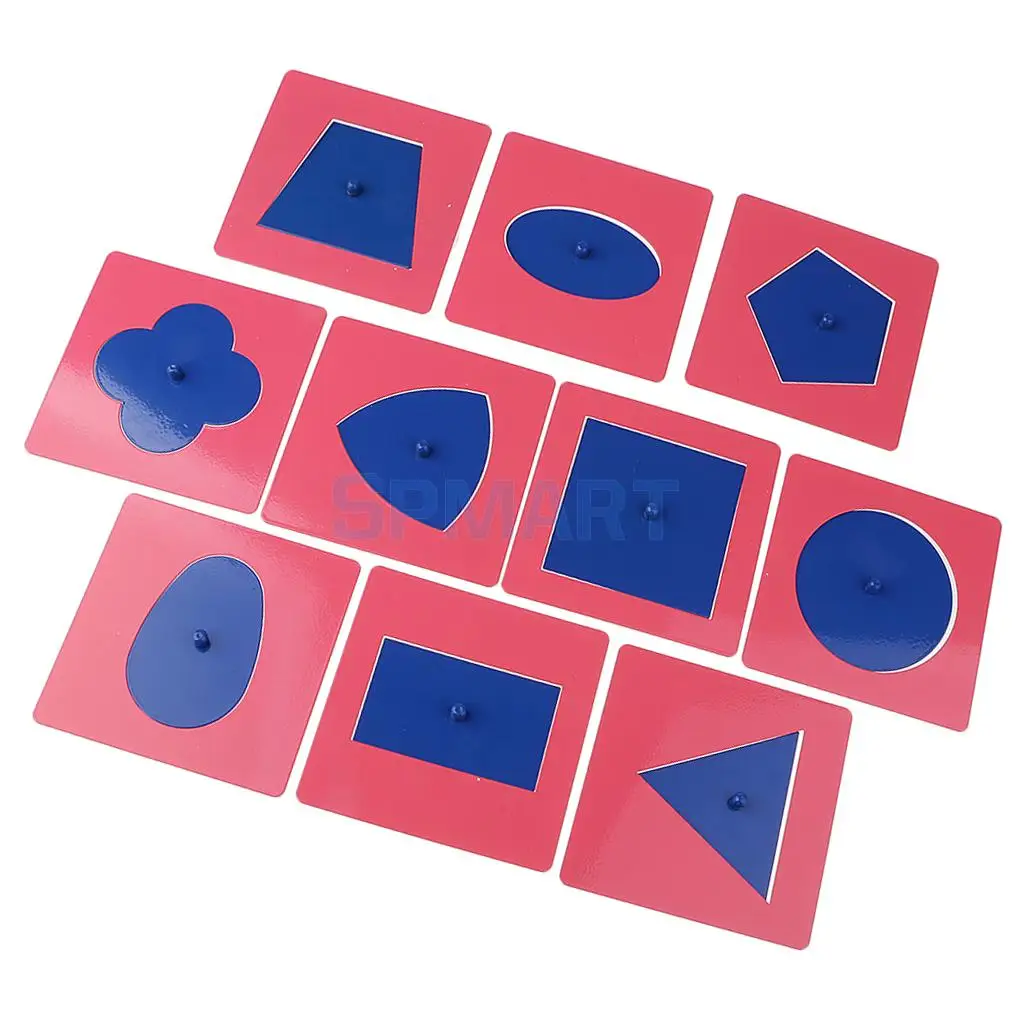 

Kids Children Montessori Early Learning - 10 Separate Geometry Puzzles Matching Toy Metal