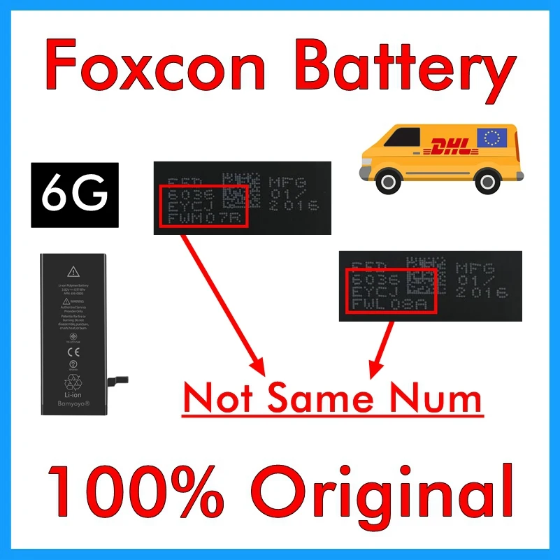 BMT 10 шт. Foxcon Фабричный аккумулятор для iPhone 6 6G 1810 мАч 0 цикл Ремонт Подлинная перепечатанная в