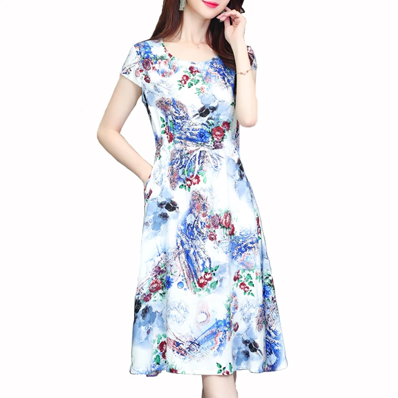 

2019 Dresses women summer print o-neck casual Bohemian dress plus size vintage vestidos women clothes 5XL