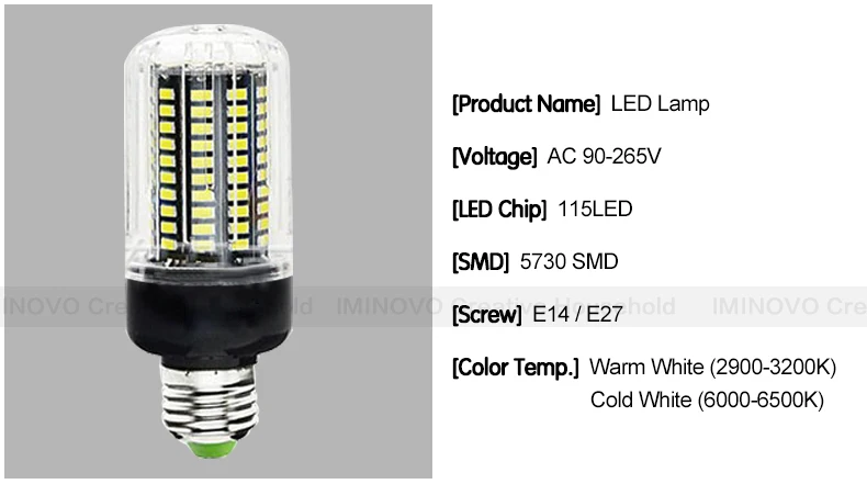E27 светодиодный светильник E14 лампа лампада SMD5730 220V кукурузы лампа Bombillas 24 36 48 56 69 72 светодиодный s люстры лампы в форме свечи светильник для украшения дома