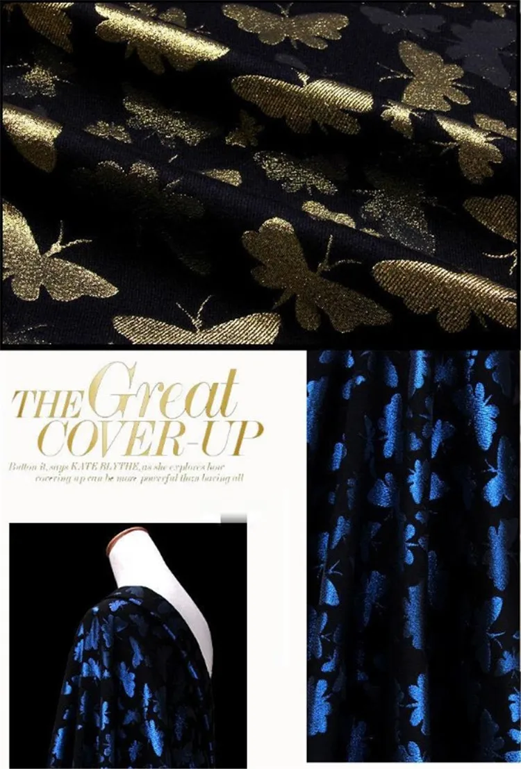 CF433 0,5 метра Золотая Бабочка модные высококачественные золотой нитью жаккардовая ткань дизайнера ткань бабочка костюм платье ткани