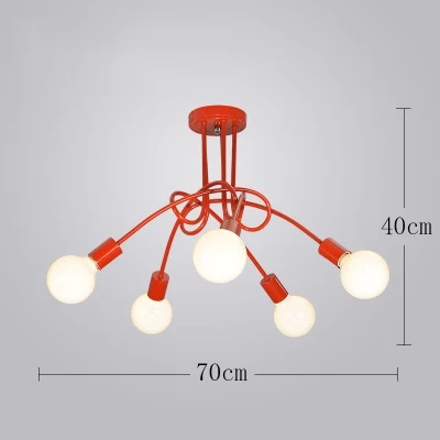 Винтажный светодиодный потолочный светильник E27, Кухонные светильники, потолочное освещение, Индивидуальные Потолочные светильники, Светильники для гостиной, Lustre - Цвет корпуса: Red 6 Heads