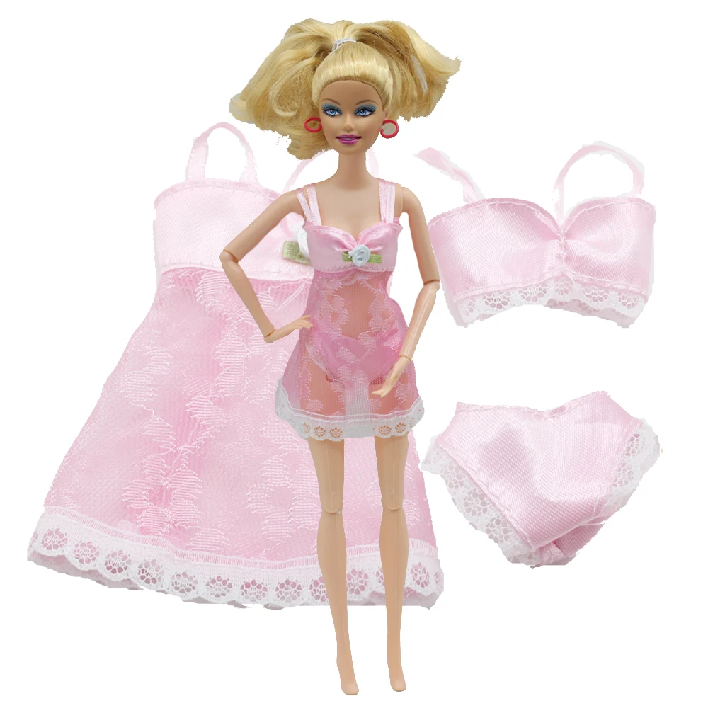 

1set Sexy Pajamas Lingerie Lace Costumes + Bra + Underwear dress For Barbie Doll swimwear Clothes eg002