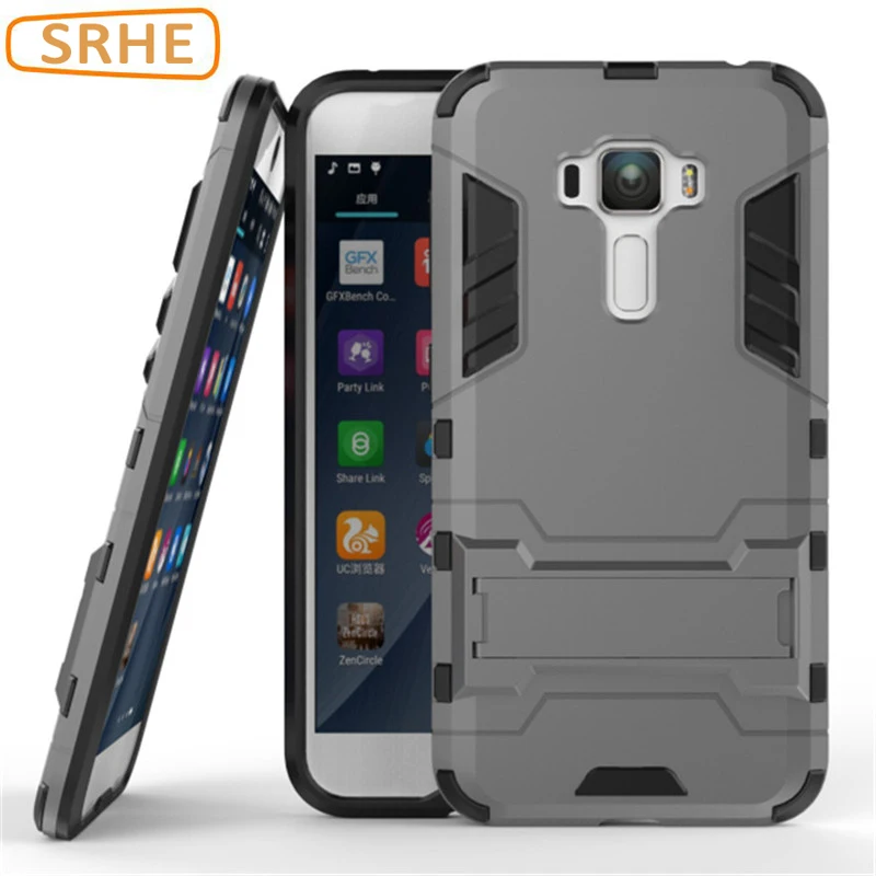 Asus Zenfone 3 ZE552KL Case 5.5 inch Plastic + Silicone Rubber Armor Stand Full Cover For Asus